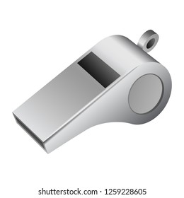 Grey whistle icon. Realistic illustration of grey whistle vector icon for web design