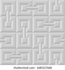 Graues oder weißes 3D-nahtloses Muster für die Geometrie. Abstrakte Hintergrundgrafik der Vektorillustration für Origami-Stil