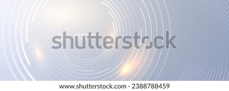 Grey white abstract background with white circle lines, technology hi-tech futuristic template. Vector illustration