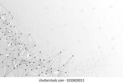 Grey white Abstract background connecting innovation dots and line communication concept