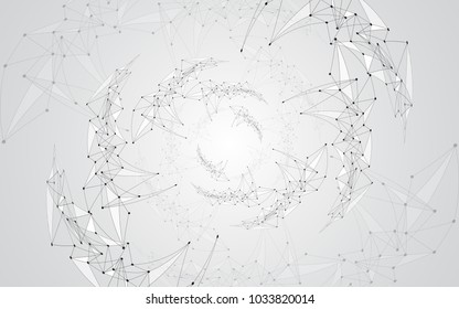 Grey white Abstract background connecting innovation dots and line communication concept