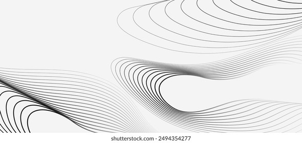 Grey and white abstract background with dynamic lines vector.