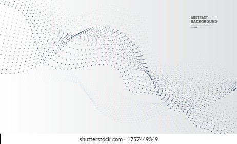 Grey white abstract background with flowing particles. Digital future technology concept. vector illustration