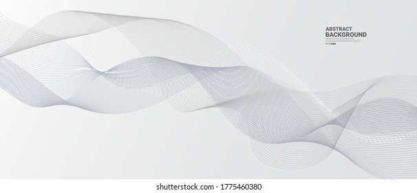 Grey white abstract background with flowing particles. Digital future technology concept. vector illustration.	
