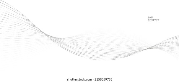 Grey white abstract background with flowing particles. Digital future technology concept. vector illustration