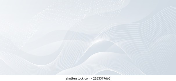 Grey white abstract background with flowing particles. Digital future technology concept. vector illustration.