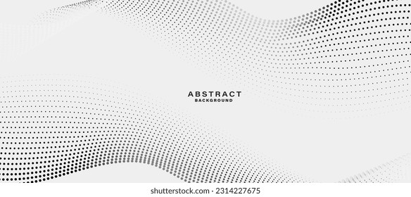 Grey white abstract background with flowing particles. Digital future technology concept. vector illustration.