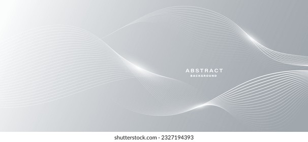 Grey white abstract background with flowing particles. Digital future technology concept. vector illustration.
