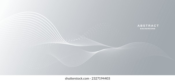 Fondo abstracto blanco gris con partículas fluidas. Concepto de tecnología digital para el futuro. ilustración vectorial.