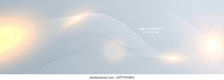 Grey white abstract background with flowing particles. Digital future technology concept. vector illustration.