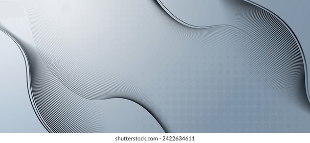 Grey white abstract background with flowing lines.