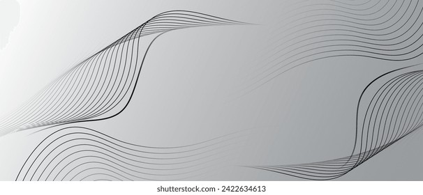 Grey white abstract background with flowing lines.