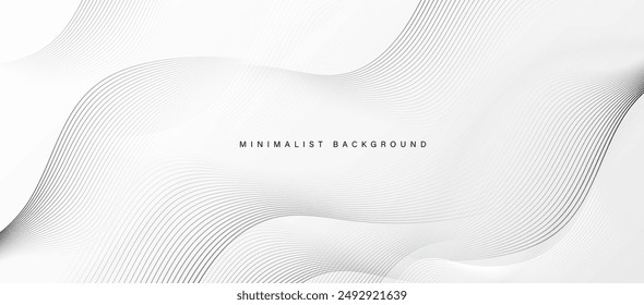 Grey and white abstract background with flowing lines. Vector illustration.