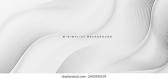 Grey white abstract background with flowing lines. Vector illustration.