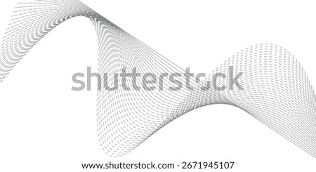 Grey white abstract background with flowing dash lines particles white background. Vector simple lines.