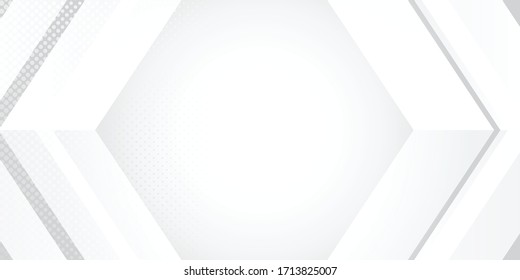 Grey white abstract background geometry shine and layer element vector for presentation design. Suit for business, corporate, institution, party, festive, seminar, and talks