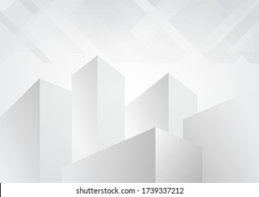 Grey and White Abstract background geometry shine and layer element concept building structure vector illustration.