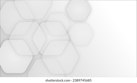 Geometría de fondo del Resumen de Gris y Blanco Brillo de la geometría de fondo y el concepto de elemento de capa hexagón estructura ilustración vectorial.