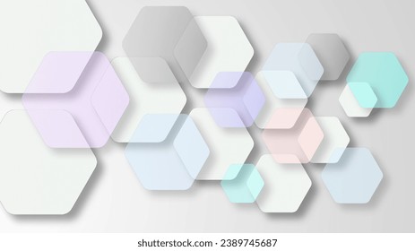 Geometría de fondo del Resumen de Gris y Blanco Brillo de la geometría de fondo y el concepto de elemento de capa hexagón estructura ilustración vectorial.