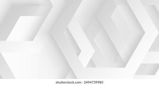 Grey white abstract background hexagon shine and layer element vector for presentation design. Suit for business, corporate, institution, party, festive, seminar, and talks.