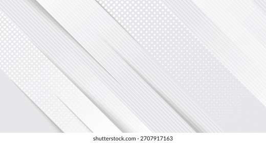 Grauweißer abstrakter Hintergrundpapierglanz und Schichtelementvektor für das Präsentationsdesign. Geeignet für Business, Unternehmen, Institution, Party, Feste, Seminare und Vorträge