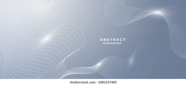 Grey white abstract background with wavy lines. Digital future technology concept. vector illustration.