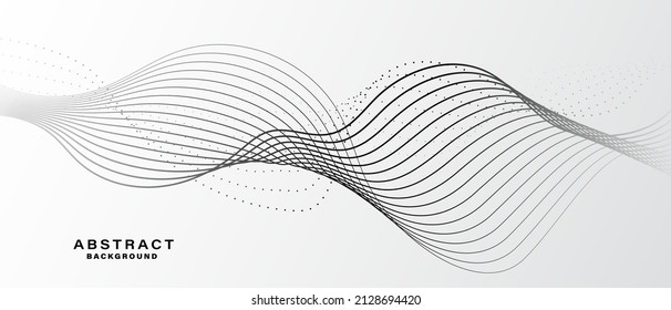 Grey and white abstract background with wavy particles. Digital future technology concept. vector illustration.