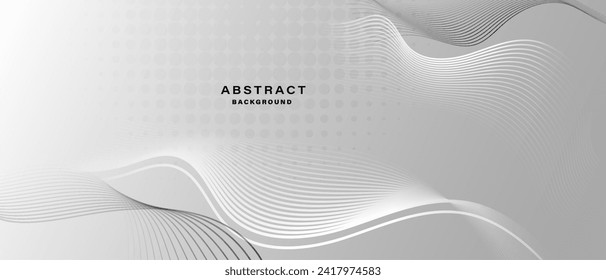 Fondo abstracto gris blanco con líneas onduladas. Concepto de tecnología digital para el futuro. ilustración vectorial.