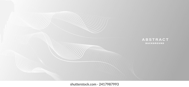 Grey white abstract background with  wavy lines. Digital future technology concept. vector illustration.