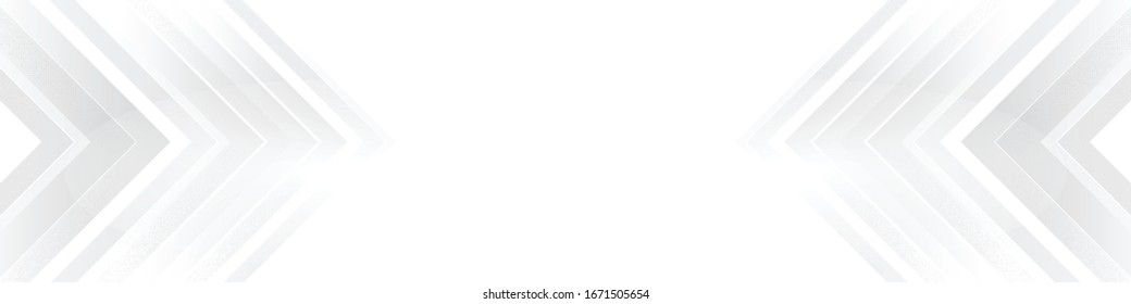 Ilustración de flecha de geometría de banner de fondo ancho y blanco gris abstracto e ilustración vectorial de elemento de capa. 