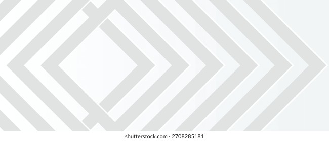Grey white abstract background wide banner geometry arrow shine and layer element vector illustration.