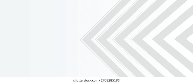 Grey white abstract background wide banner geometry arrow shine and layer element vector illustration.