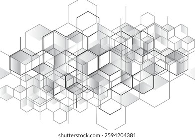 Grey and white Abstract Cubes Shapes Isometric Pattern Design Background