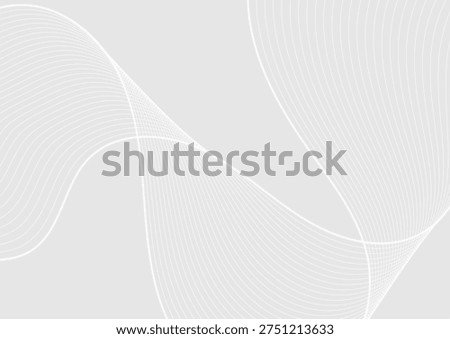 Grey white abstract futuristic flowing wavy lines background. Vector design