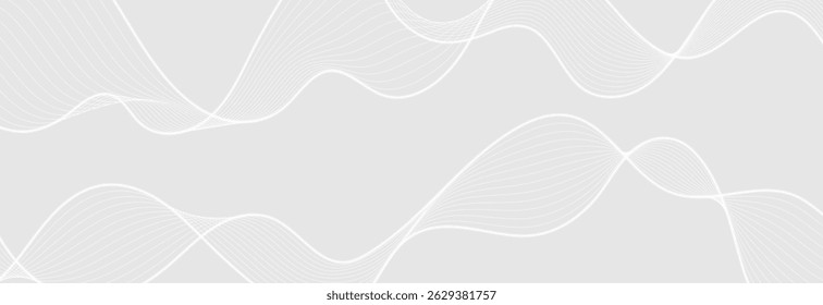 Fundo de conceito de ondas sonoras futuristas abstratas brancas cinzentas. Design de banner de vetor