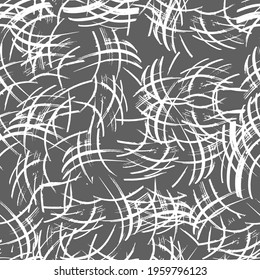 grey and white abstract seamless vector pattern chaotic curved lines of different colors on contrasting background