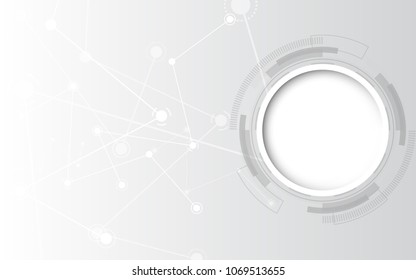  Grey white Abstract technology background with various technology elements Hi-tech communication concept innovation background Circle empty space for your text
