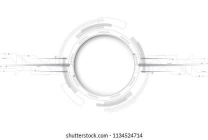  Grey white Abstract technology background with various technology elements Hi-tech communication concept innovation background Circle empty space for your text
