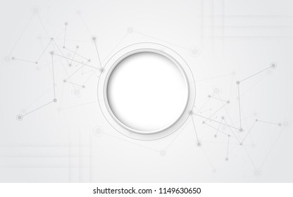  Grey White Abstract Technology Background With Various Technology Elements Hi-tech Communication Concept Innovation Background Circle Empty Space For Your Text
