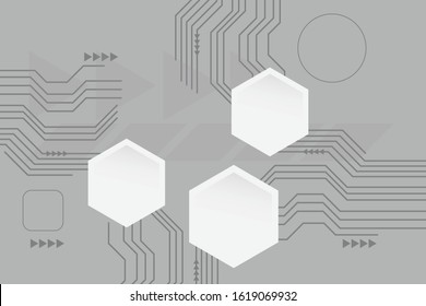 Grey white Abstract technology background with various technology elements Hi-tech communication concept innovation background