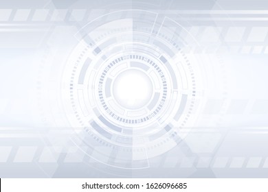 Grey & white Abstract technology background with various technology elements Hi-tech communication concept innovation background Circle empty space for text.