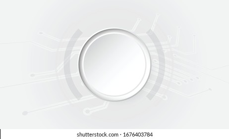  Grey white Abstract technology background with various technology elements Hi-tech communication concept innovation background Circle empty space for your text
