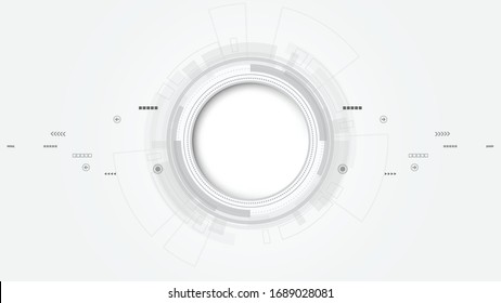  Grey white Abstract technology background with various technology elements Hi-tech communication concept innovation background Circle empty space for your text
