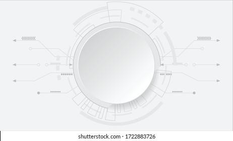 Grey white Abstract technology background, business graphic ,Hi-tech communication concept innovation background,science and technology digital line white background,Circle empty space for your text