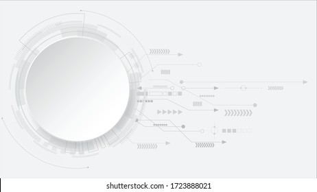 Grey white Abstract technology background, business graphic, Hi-tech communication concept innovation background, science and technology digital line white background, Circle empty space for your text