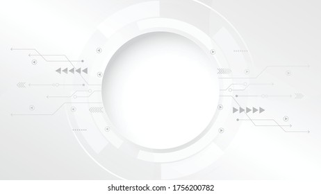 Grey white Abstract technology background, business graphic ,Hi-tech communication concept innovation background,science and technology digital line white background,Circle empty space for your text