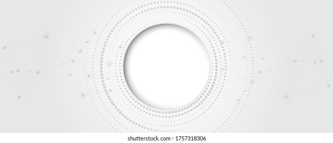  Grey white Abstract technology background with various technology elements Hi-tech communication concept innovation background Circle empty space for your text
