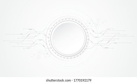  Blanco gris Resumen fondo de la tecnología con varios elementos de la tecnología Fondo de innovación del concepto de comunicación de alta tecnología Círculo espacio vacío para tu texto
