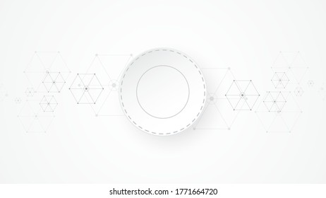  Blanco gris Resumen fondo de la tecnología con varios elementos de la tecnología Fondo de innovación del concepto de comunicación de alta tecnología Círculo espacio vacío para tu texto
