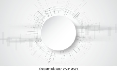  Blanco gris Resumen fondo de la tecnología con varios elementos de la tecnología Fondo de innovación del concepto de comunicación de alta tecnología Círculo espacio vacío para tu texto
